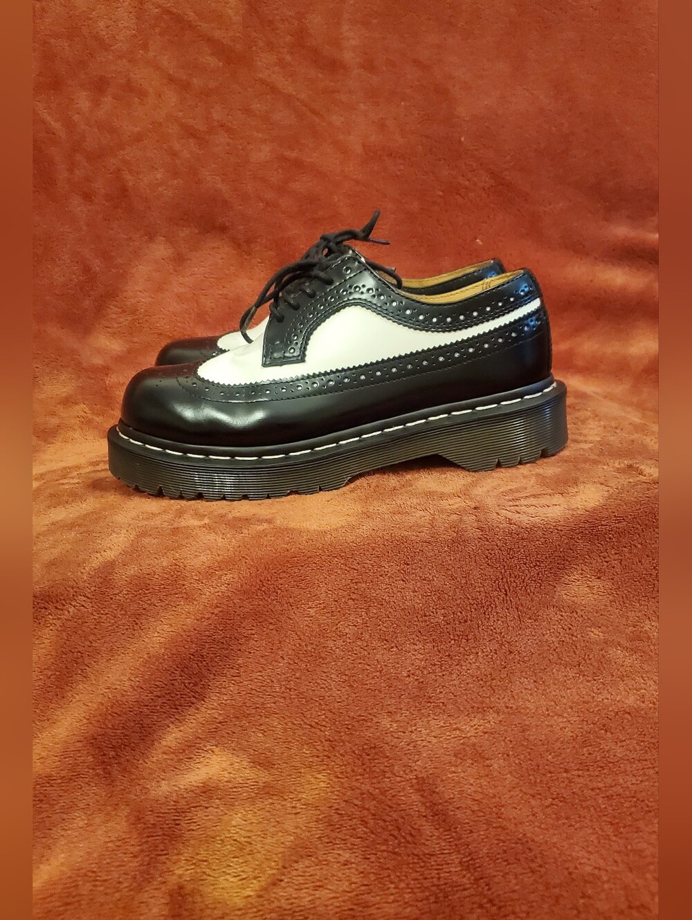 Dr. Martens Black and White Two-Tone Brogue Derby Shoes